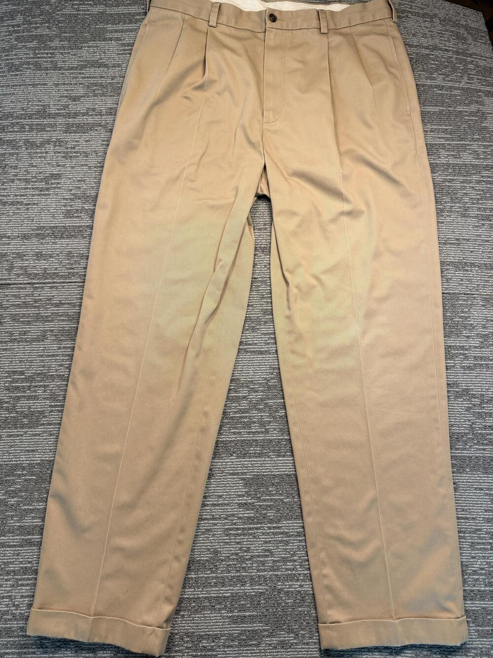 Brooks Brothers Pants Mens 36x32 Beige Advantage Chino Pleated Straight Casual